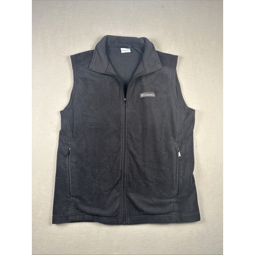 Columbia Steens Mountain Fleece Vest Mens Medium Black Full Zip Pockets